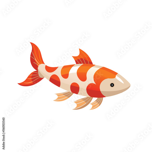 Koi fish isolated flat vector illustration on white background