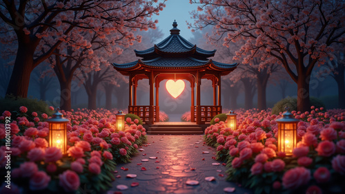 Romantic Heart Lantern Garden Gazebo - Romantic/Love themes