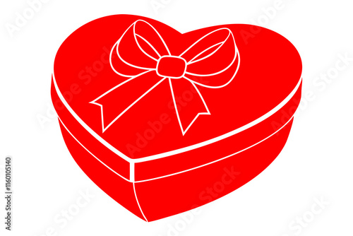 A silhouette of a heart shaped box with a ribbon