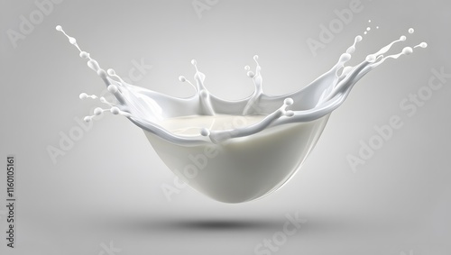 Realistic White Milk Splash - Flowing Yogurt or Cream Isolated on Background photo