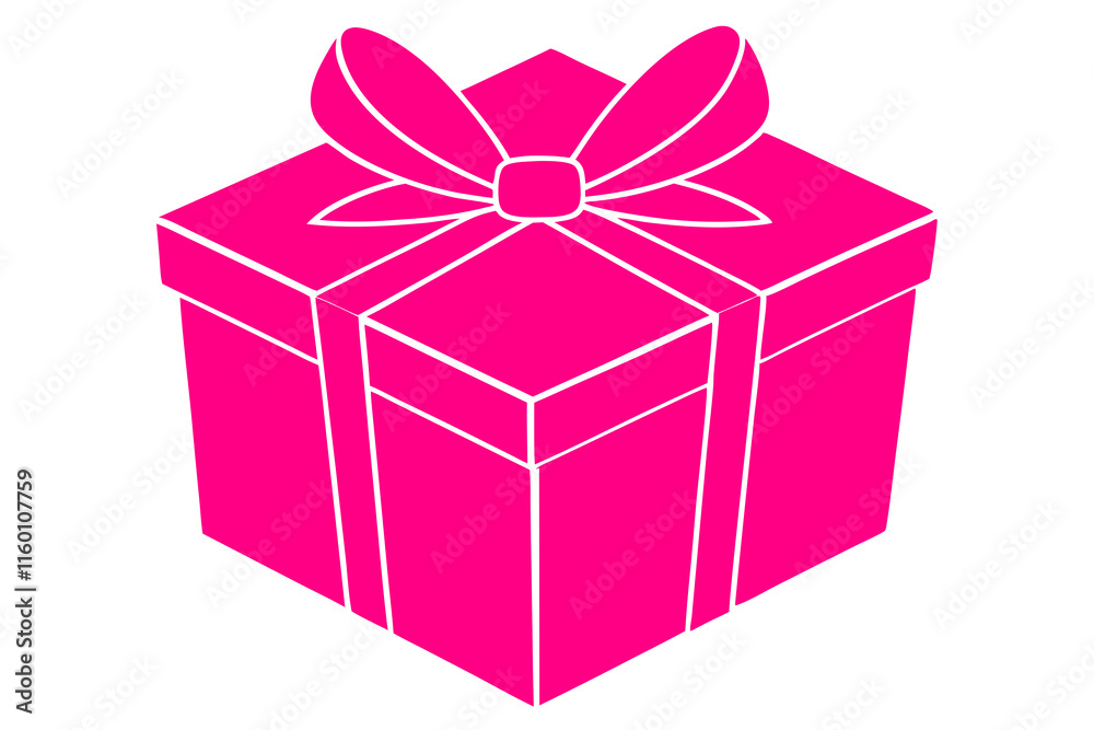 Fototapeta premium A rectangular gift box silhouette and a bow
