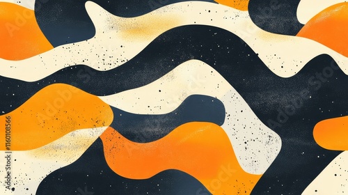 Wallpaper Mural Abstract Waves in Black, Orange, and Beige Textures for Design Torontodigital.ca