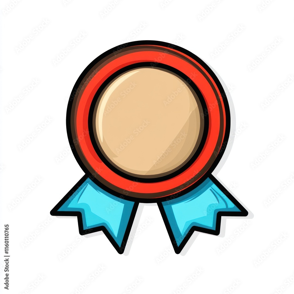 Simple cartoon award badge with ribbon. Simple cartoon award badge with ribbon.