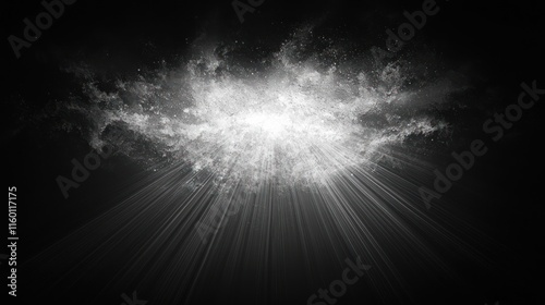 Bright light shining through dark clouds.