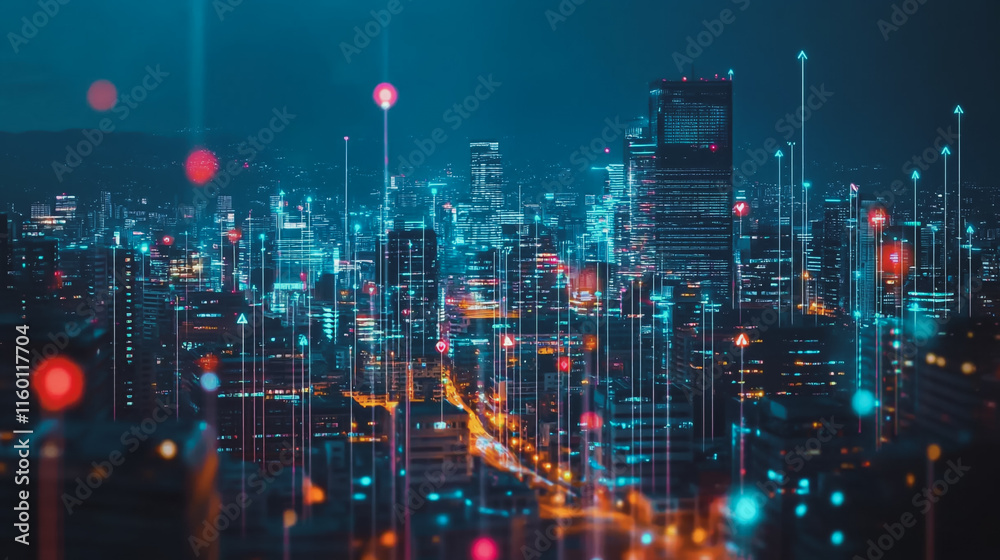 custom made wallpaper toronto digitalabstract professional business team people innovation connection of line from nail node to node on Smart Innovation city with connection cyber security network reciprocity , networking concept