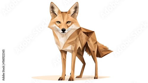 Geometric Coyote Illustration: Low-Poly Desert Canine Portrait AI Generated photo