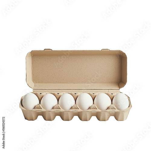 Egg carton design with ten eggs, isolated on transparent background, focusing on texture and eco-friendly packaging. photo