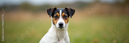 Portrait of an adorable Parson Russell Terrier puppy with expressive eyes perfect for animal lovers dog breeders or pet related marketing materials that demand cuteness and charm photo