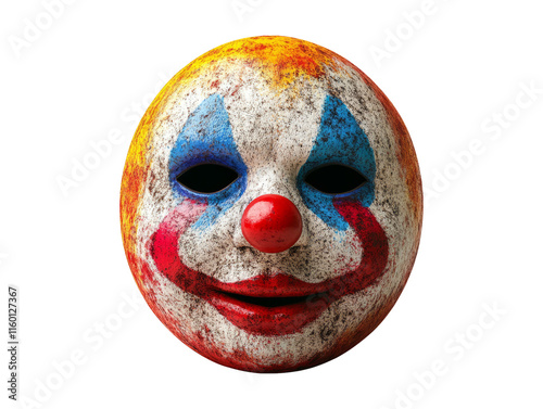 Creepy Clown Mask Isolated on Transparent Background for Halloween photo