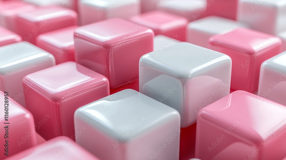 Colorful 3D Cubes in Pink and White Arranged in a Pattern Colorful 3D Cubes in Pink and White Arranged in a Pattern