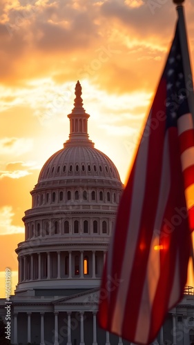 Election day reflections politics at the capitol washington d.C. Photo sunset inspirational concept photo