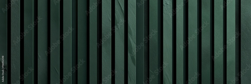 Obraz premium 緑色の縦長のストライプパターンが特徴的な壁が遠くから見えるシーン