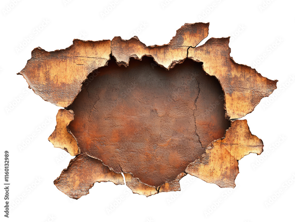 Obraz premium Isolated Leather Hole with Scar Marks on Transparent Background