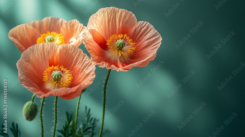 Red Flowers on Solid Background Red Flowers on Solid Background
