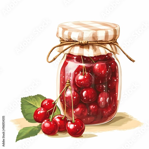 Watercolor Fruit jam jar clipart