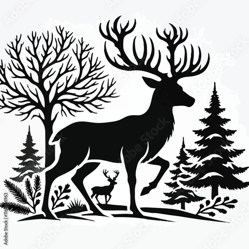 Deer silhouette vector image