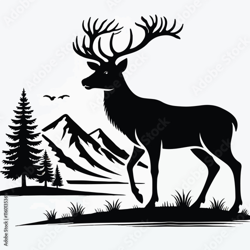 Deer silhouette vector image