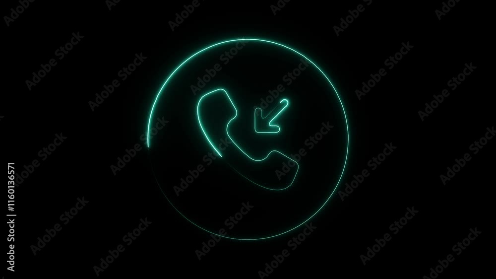 Glowing Neon Incoming Call Icon with User Profile, HD Motion Graphic Animation on Black Background Glowing Neon Incoming Call Icon with User Profile, HD Motion Graphic Animation on Black Background