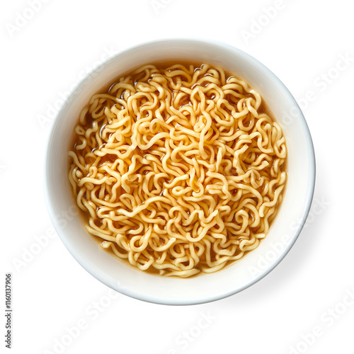 Square Block of Uncooked Instant Amen Noodles on a Transparent Background photo