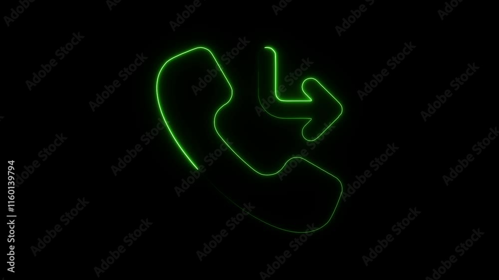 Glowing Neon Call Forwarding Icon Animation on Black Background, HD Motion Graphic Video Representing Telecommunication Feature Glowing Neon Call Forwarding Icon Animation on Black Background, HD Motion Graphic Video Representing Telecommunication Feature