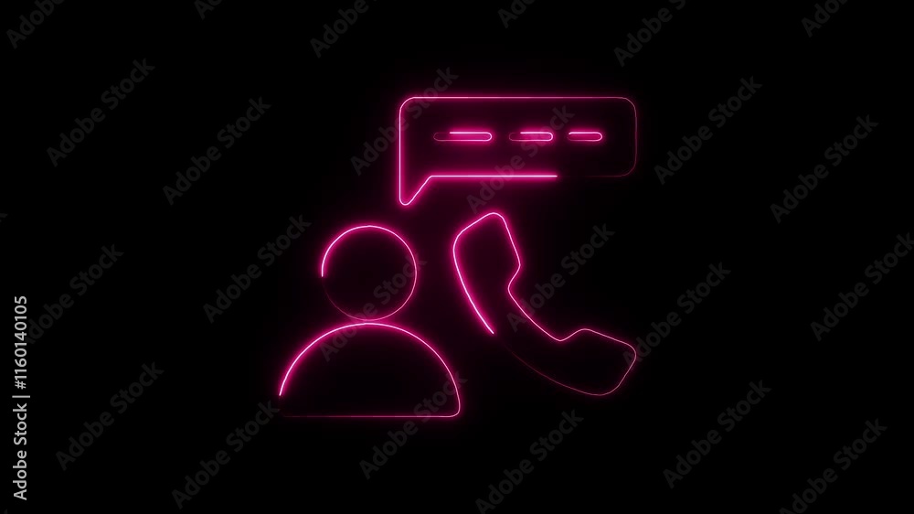 Glowing Neon Conversation Icon Animation on Black Background, HD Motion Graphic Video Representing Communication and Interaction Glowing Neon Conversation Icon Animation on Black Background, HD Motion Graphic Video Representing Communication and Interaction