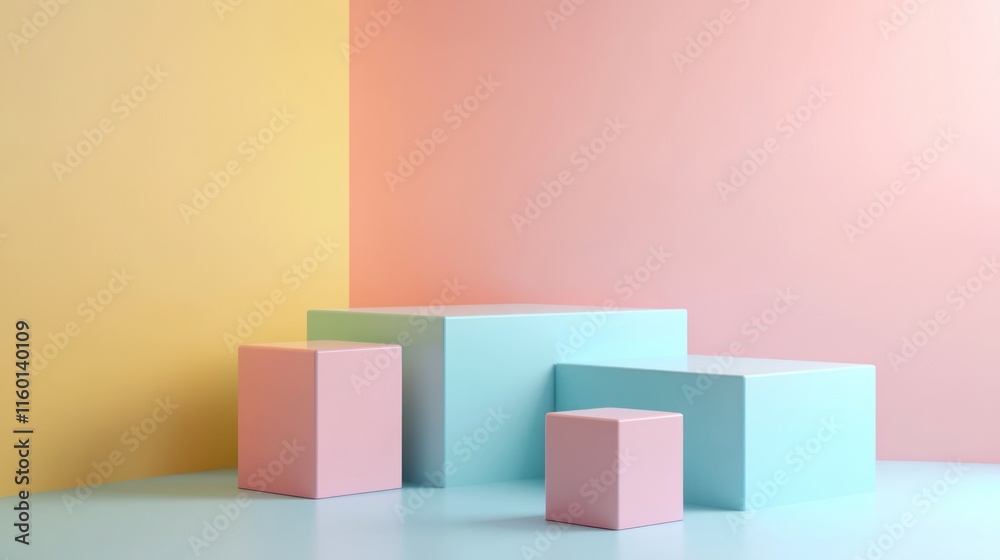 Pastel Cubes Minimalist Product Display Background Pastel Cubes Minimalist Product Display Background