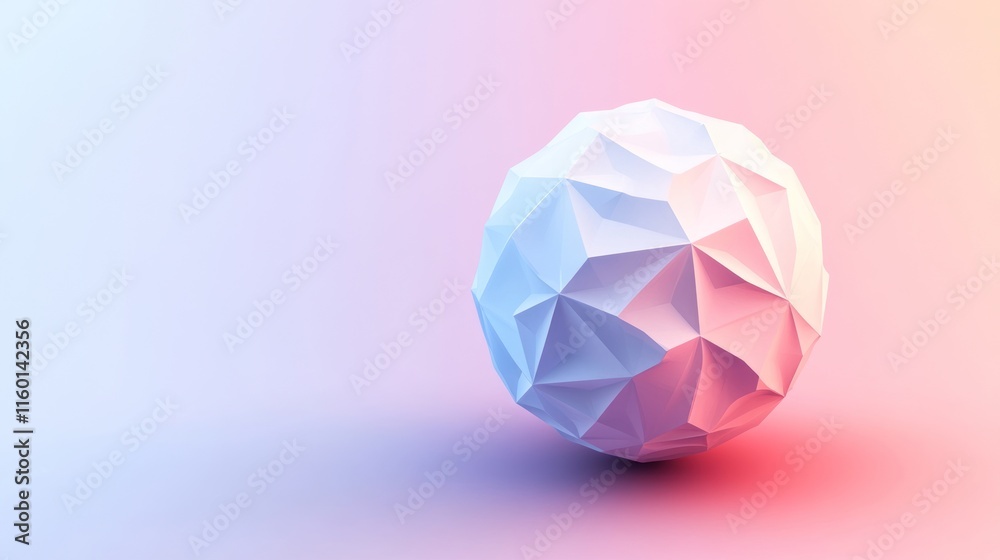 Abstract Low Poly Sphere in Pastel Gradient Background Abstract Low Poly Sphere in Pastel Gradient Background