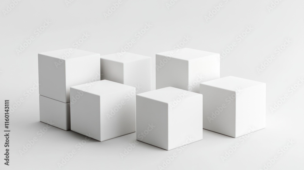 Minimalist White Cube Arrangement: A Study in Geometric Simplicity and Clean Aesthetics Minimalist White Cube Arrangement: A Study in Geometric Simplicity and Clean Aesthetics