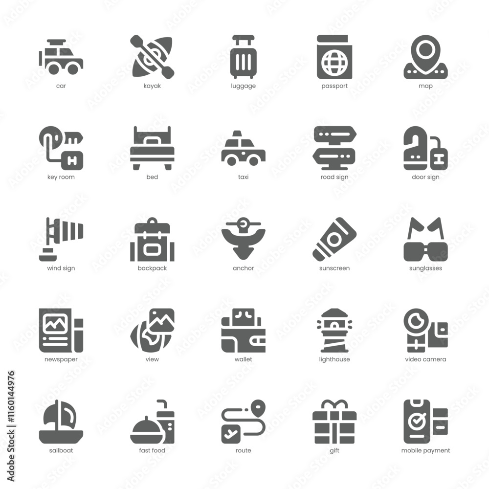 Travel Stuff Icon pack for your website, mobile, presentation, and logo design. Travel Stuff Icon glyph design. Vector graphics illustration and editable stroke. Travel Stuff Icon pack for your website, mobile, presentation, and logo design. Travel Stuff Icon glyph design. Vector graphics illustration and editable stroke.