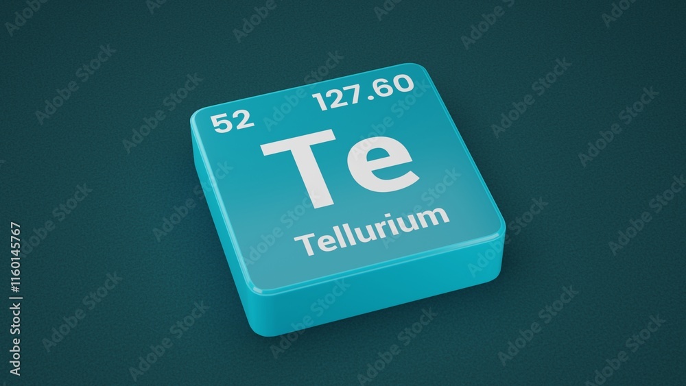 Tellurium element on the Periodic table. 52nd Element of the Periodic table elements Tellurium element on the Periodic table. 52nd Element of the Periodic table elements