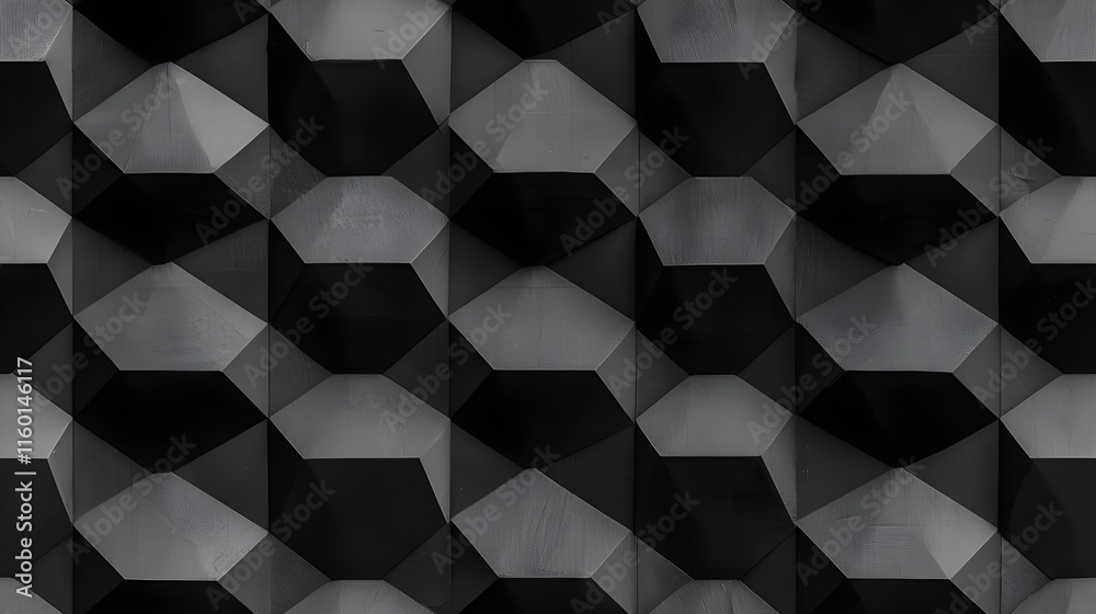 Obraz premium Low Poly Black 3D Pattern Background