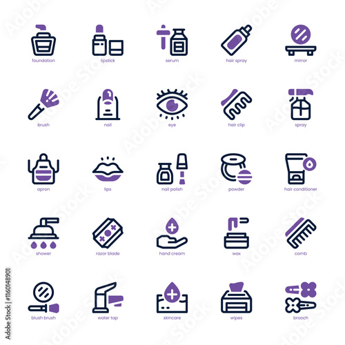 Beauty Salon icon pack for your website, mobile, presentation, and logo design. Beauty Salon icon dual tone design. Vector graphics illustration and editable stroke.