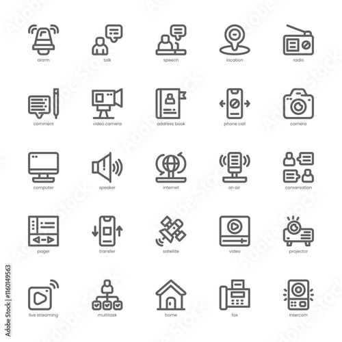 Communication Core icon pack for your website, mobile, presentation, and logo design. Communication Core icon outline design. Vector graphics illustration and editable stroke.