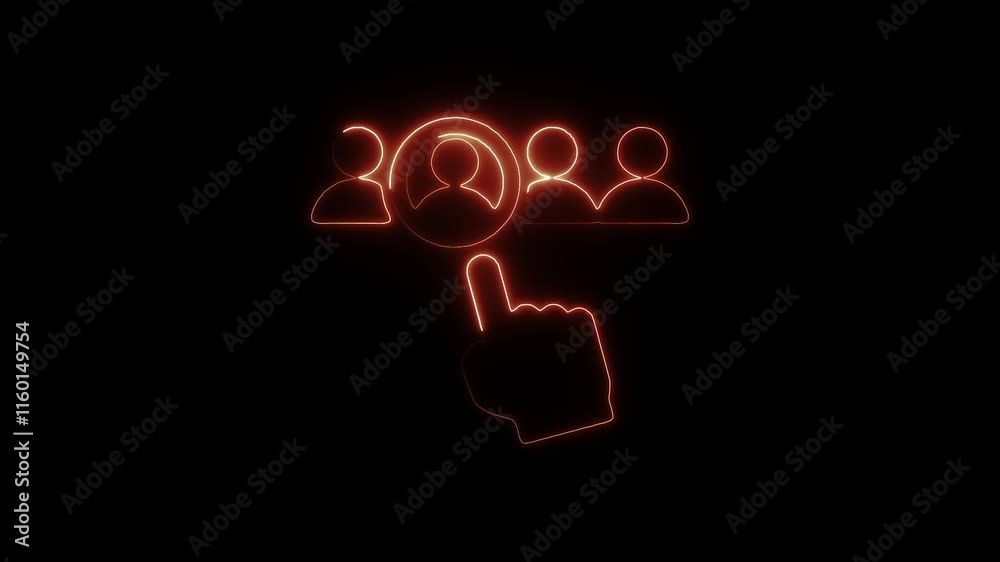 Glowing Neon Selection Icon with Animated Cursor Highlight on Black Background – HD Video Glowing Neon Selection Icon with Animated Cursor Highlight on Black Background – HD Video