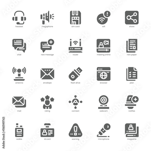 Communication Core icon pack for your website, mobile, presentation, and logo design. Communication Core icon glyph design. Vector graphics illustration and editable stroke.