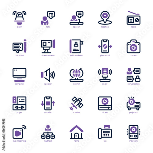 Communication Core icon pack for your website, mobile, presentation, and logo design. Communication Core icon dual tone design. Vector graphics illustration and editable stroke.