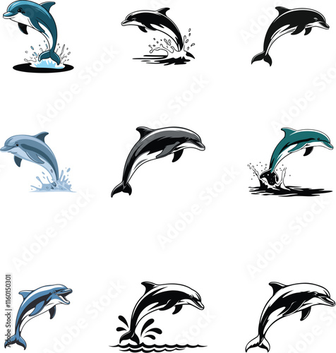 a dolphin jumping vector in the air isolated  photo