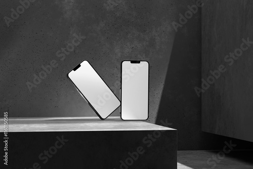 Smartphone Mockup Template with Minimalist Background for Branding and UI Presentation