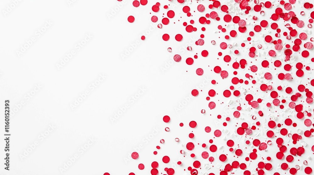 Red Circular Confetti on White Background for Party Decoration Red Circular Confetti on White Background for Party Decoration