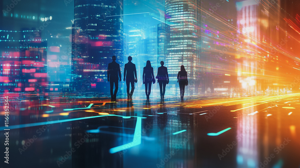 abstract professional business team people innovation connection of line from nail node to node on Smart Innovation city with connection cyber security network reciprocity , networking concept abstract professional business team people innovation connection of line from nail node to node on Smart Innovation city with connection cyber security network reciprocity , networking concept