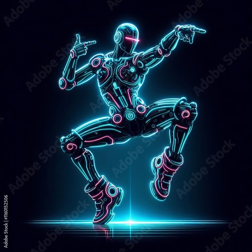 42 Electric Boogaloo A dancer striking a robotic pose with neon photo