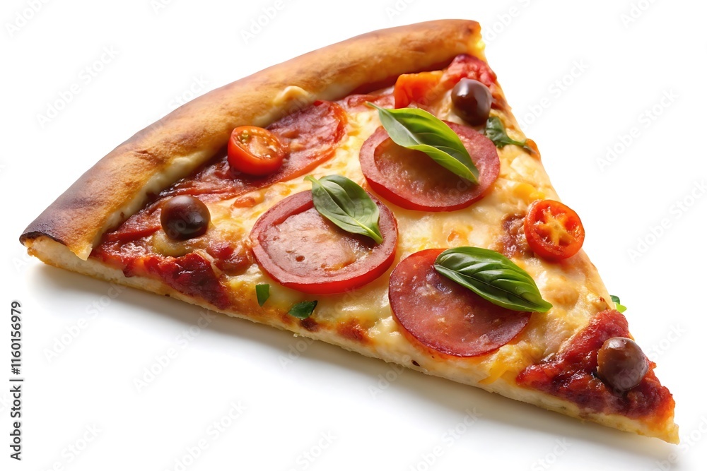 Supreme Pizza Slice On A White Background Supreme Pizza Slice On A White Background