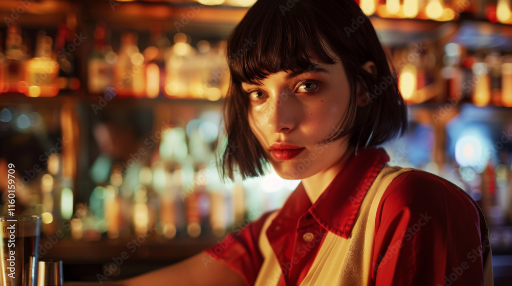 Bar Scene, Woman in Red Bar Scene, Woman in Red