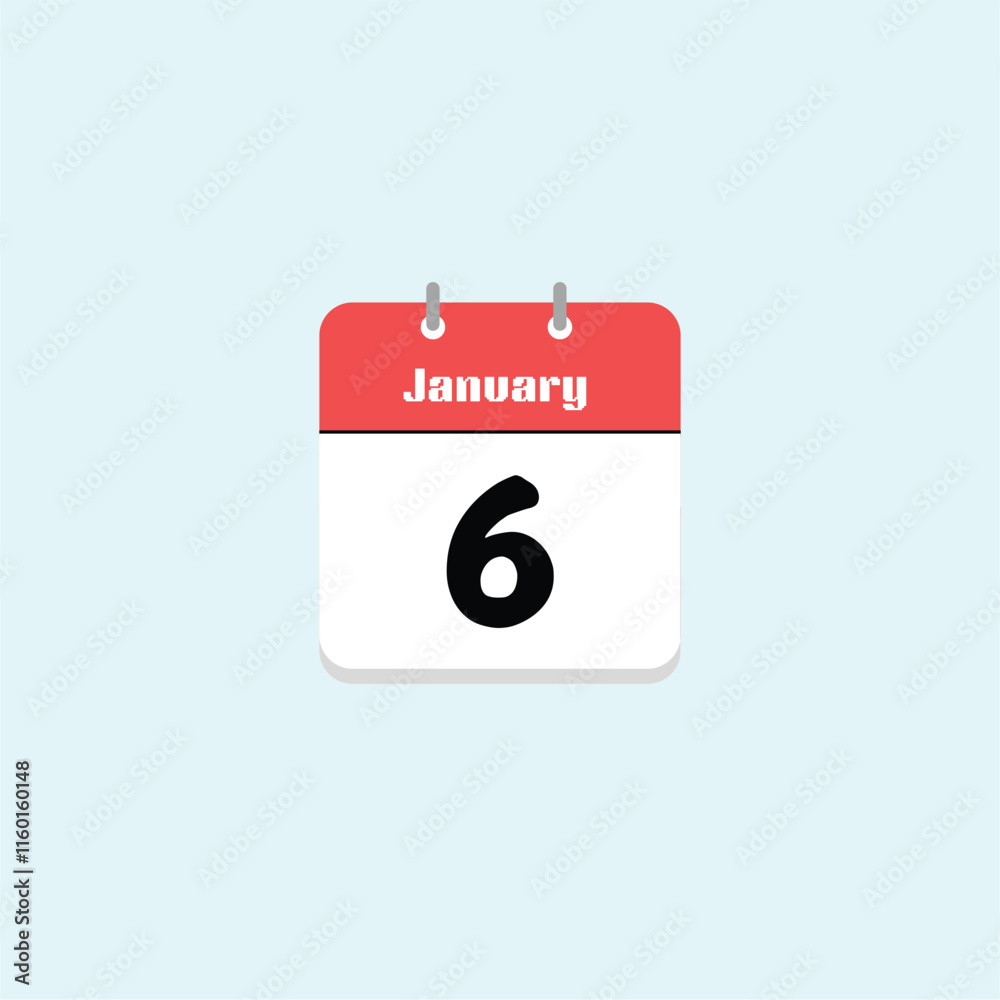 January 6th: Date Icon, Calendar Design Element January 6th: Date Icon, Calendar Design Element