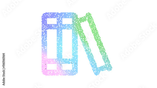 Wallpaper Mural Icon books is made up of LED square shapes. There are bright diodes and there are black dead diodes Torontodigital.ca