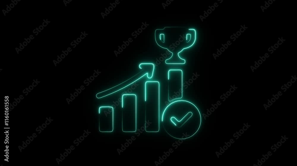 Glowing Neon Success Icon Animation on Black Background, HD Motion Graphic Video Representing Achievement and Progress Concept Glowing Neon Success Icon Animation on Black Background, HD Motion Graphic Video Representing Achievement and Progress Concept