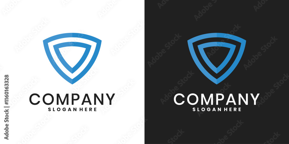 Modern shield logo design with linear style Modern shield logo design with linear style