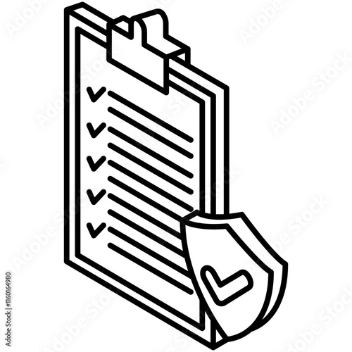 Compliance isometric 3D outline icon. use for modern concept, print, UI, UX kit, web and app development. Vector EPS 10, related to education, business, finance.