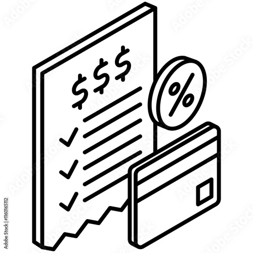 Fees isometric 3D outline icon. use for modern concept, print, UI, UX kit, web and app development. Vector EPS 10, related to education, business, finance.