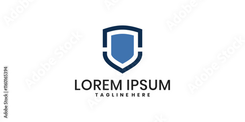 Shield logo design, security and protection symbol vector design photo